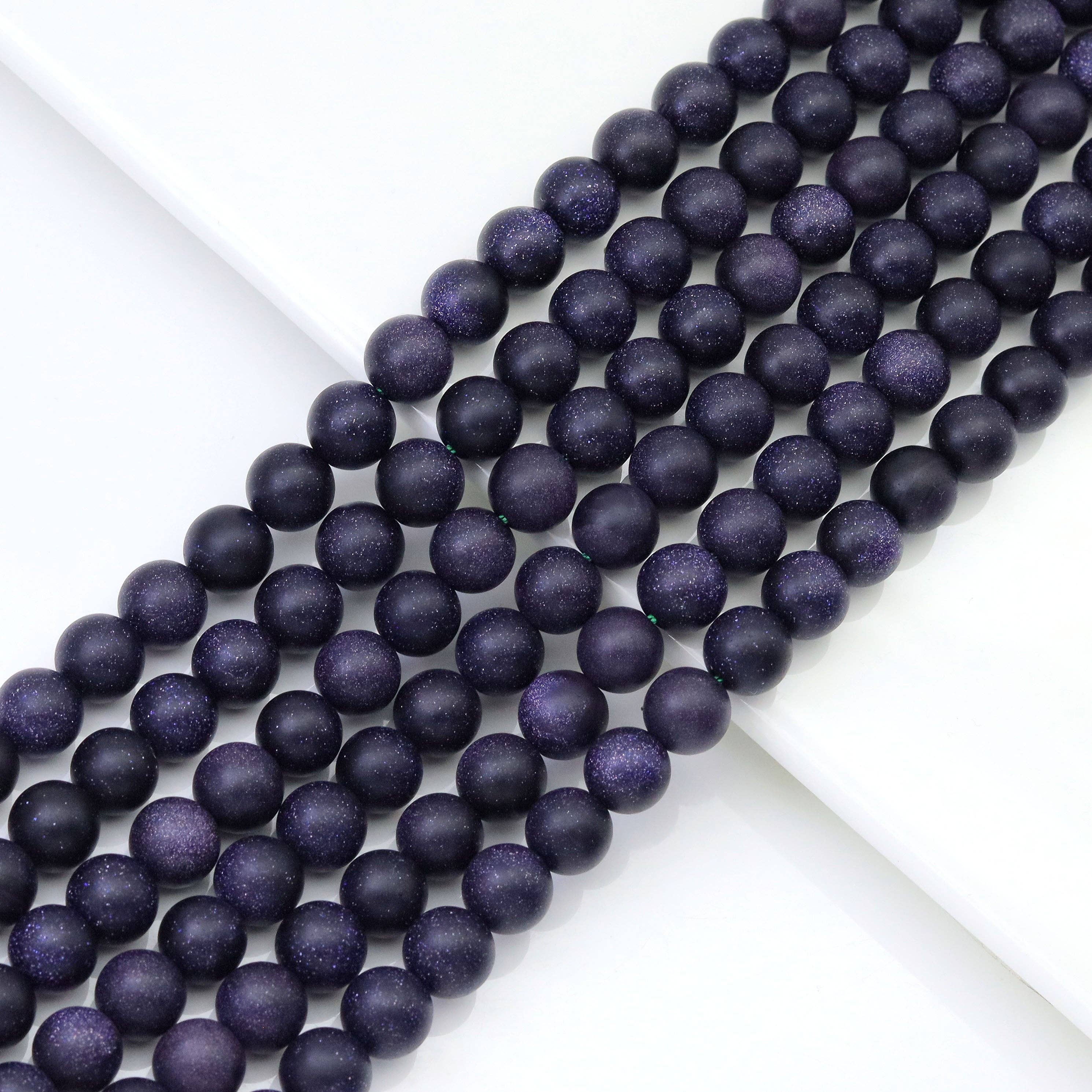 Matt Blue Goldstone Round Smooth Beads, Sku#U1786