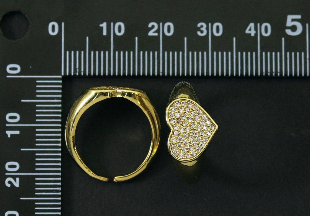 CZ Heart Adjustable Ring, Sku#O90