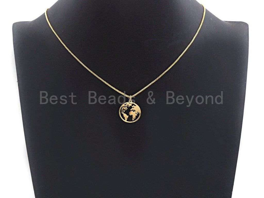 World Map Disc Pendant, Hollow Out Brass Pendant, Silver/Gold Global earth round pendant, 18x20mm, Sku#Z414