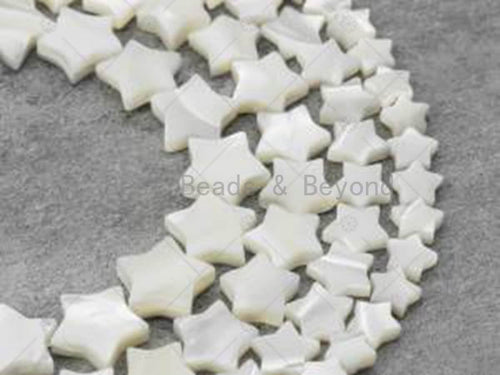 Quality White Shell Five Point Star Shape Beads, 6mm/8mm/10mm/12mm/15mm Mother of Pearl Beads, 15.5'' Full Strand, Sku#T12