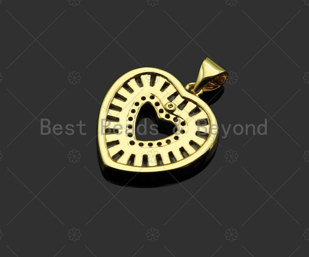 Gold Filled CZ Micro Pave Heart Shape Pendant ,18K Gold Filled Heart Charm, Necklace Bracelet Charm Pendant,18x20mm,Sku#LD98