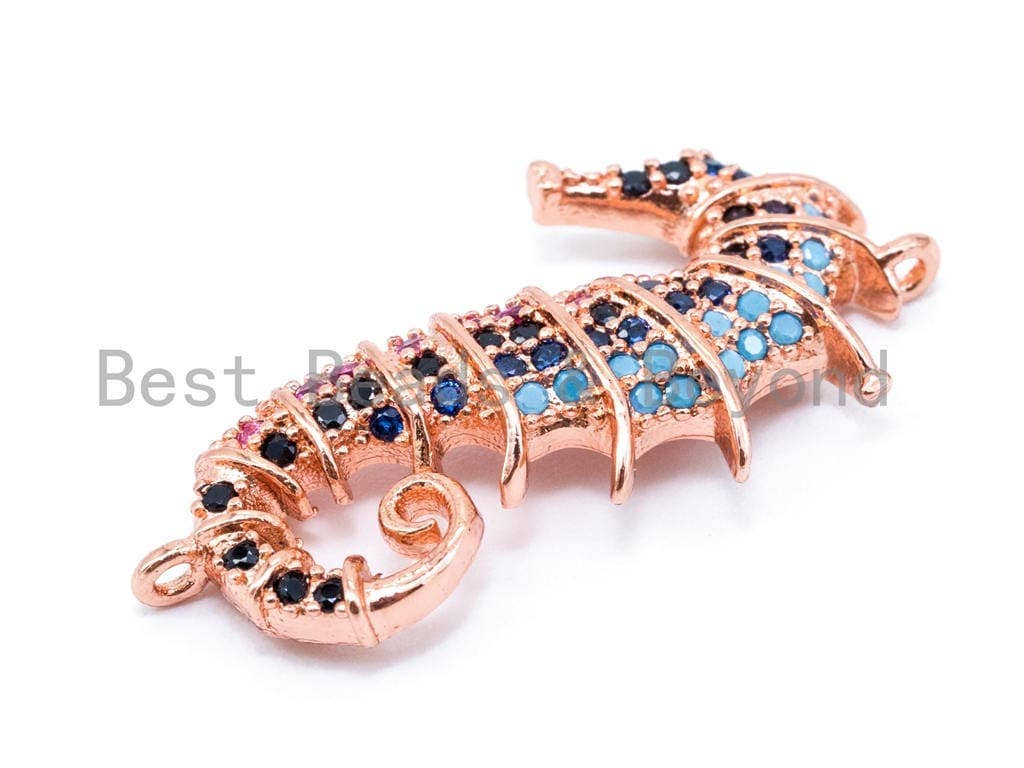 CZ Micro Pave Mixed Color Seahorse Connector, Pave Seahorse Charm, Pave Seahorse Charm, 27X14mm, sku#E160