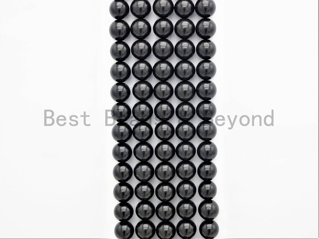 Quality Natural Jet Beads, 4mm/6mm/8mm/10mm/12mm/16mm Black Round Smooth Gemstone Beads, Black Jet Beads, 15.5inch full strand, SKU#U400