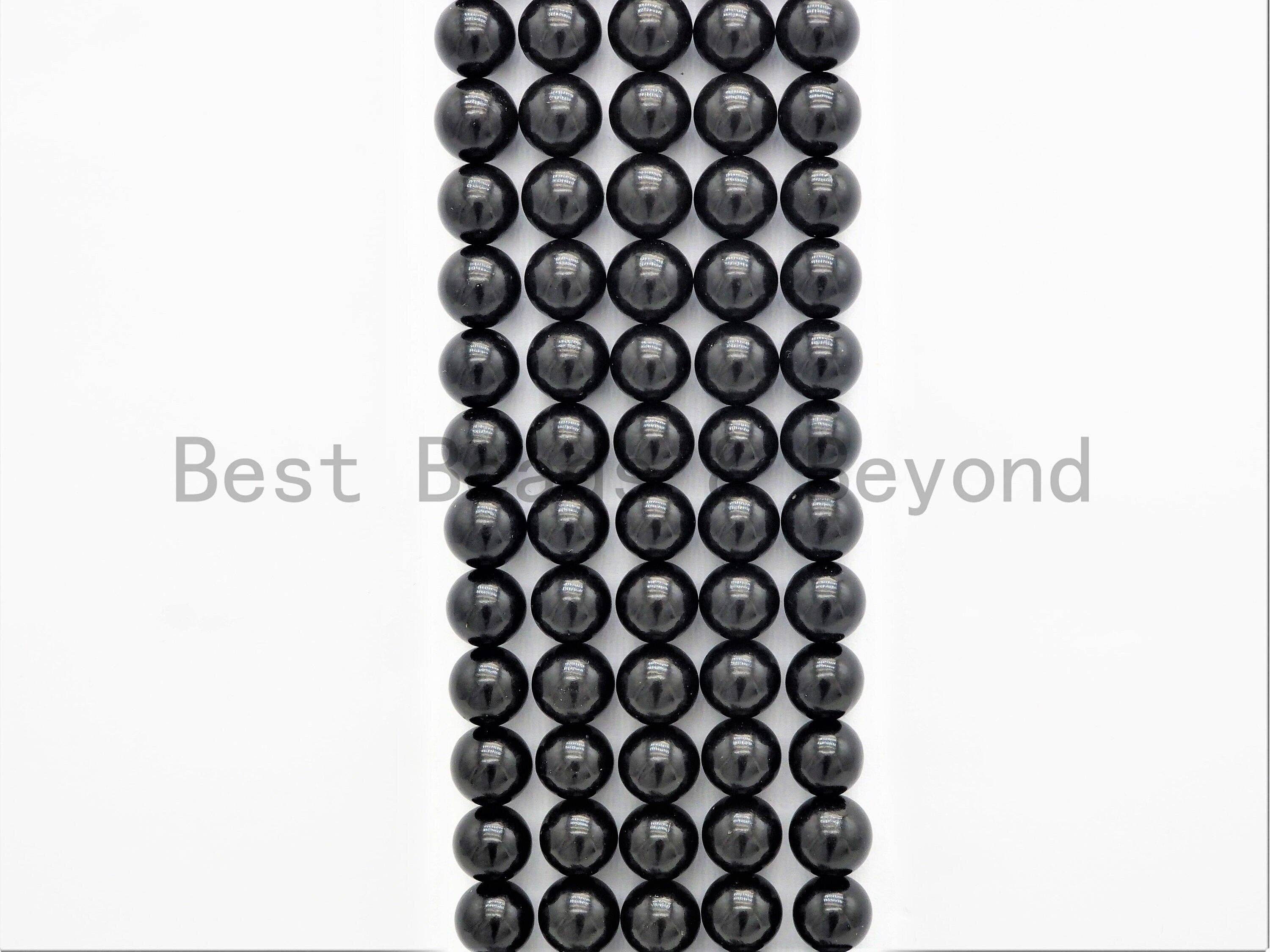 Quality Natural Jet Beads, 4mm/6mm/8mm/10mm/12mm/16mm Black Round Smooth Gemstone Beads, Black Jet Beads, 15.5inch full strand, SKU#U400