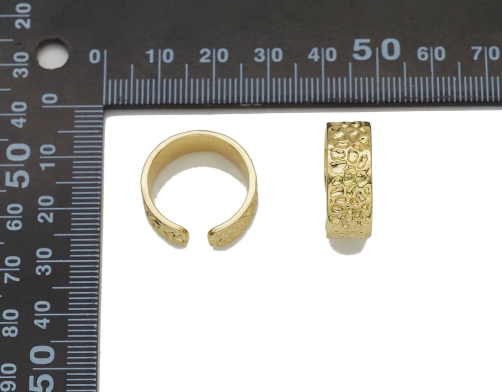 Gold Hammered Band Adjustable Ring, Sku#LX145