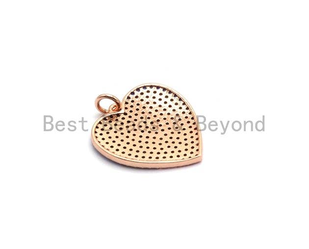 CZ Micro Pave Rainbow Multi Color Heart Shape Pendant, Cubic Zirconia Pendant/Charm, Silver/Gold/Rose Gold/Gunmental Plated,19x21mm,Sku#Z258