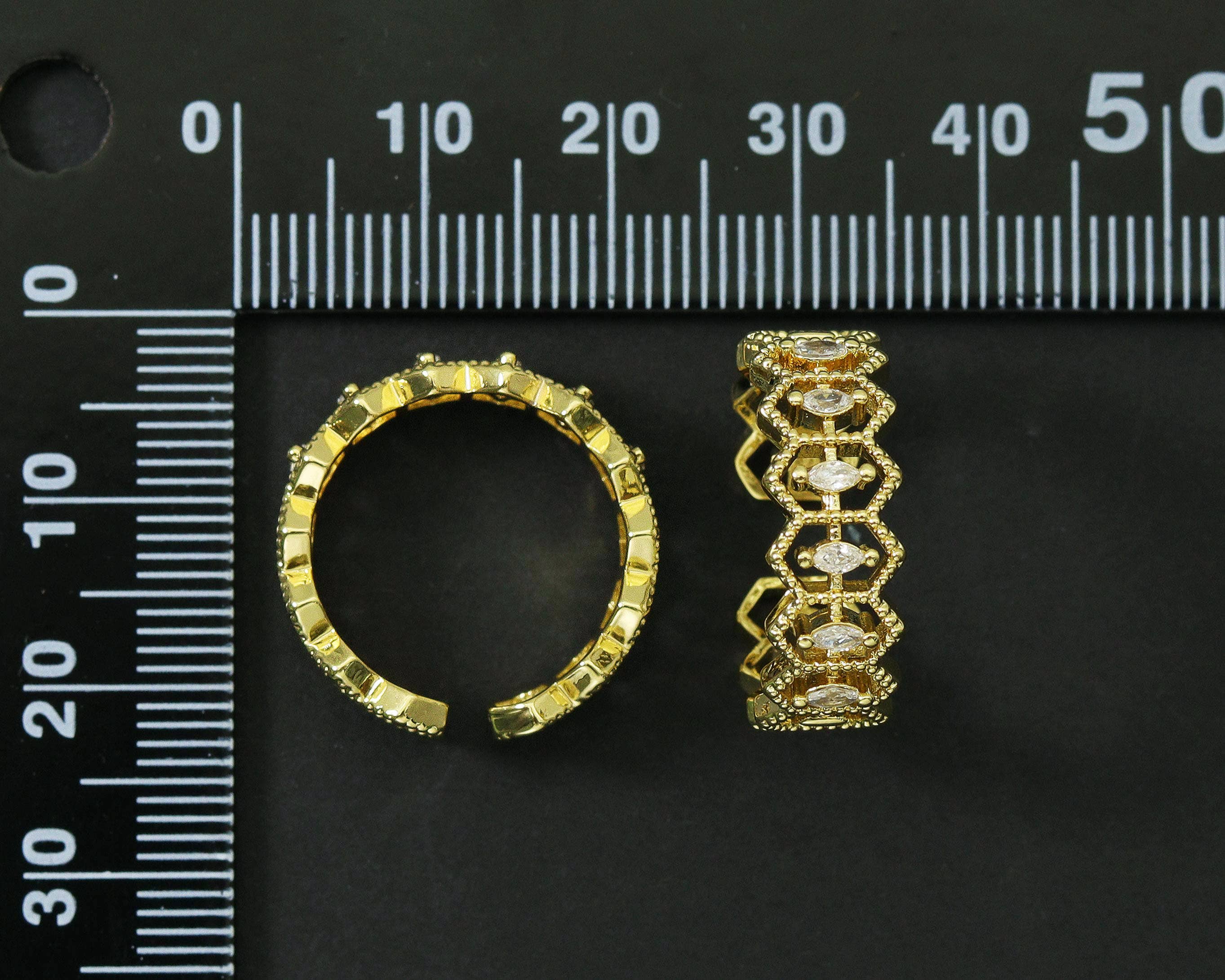 CZ Hexagon Rings,Sku#LD207