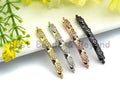 Clear CZ Micro Pave 4x38mm Bar shape Two Hole Bracelet Connector, Cubic Zirconia Connector/Link,sku#E488C