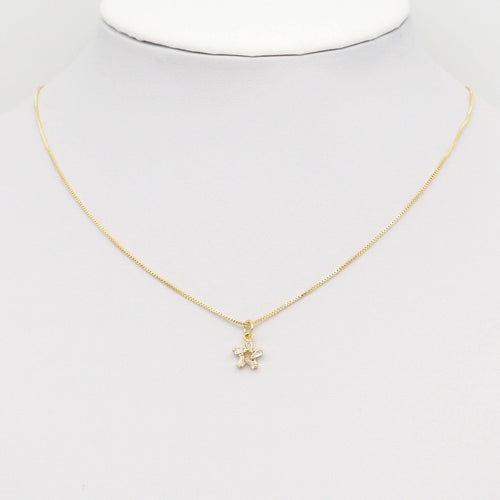 Baguette CZ Gold Star Charm, Sku#Y873