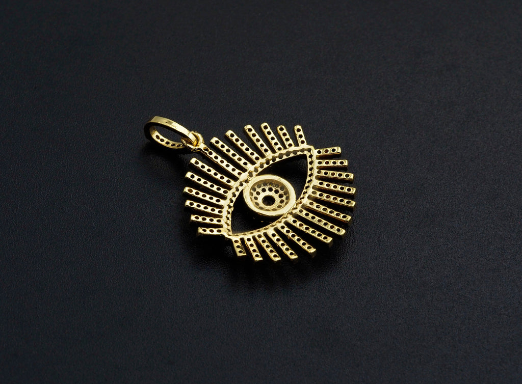 Colorful cz Pave Evil Eye Pendant,CZ Micro Pave eye pendant, Pave Jewelry, 27x30mm, sku#F1062