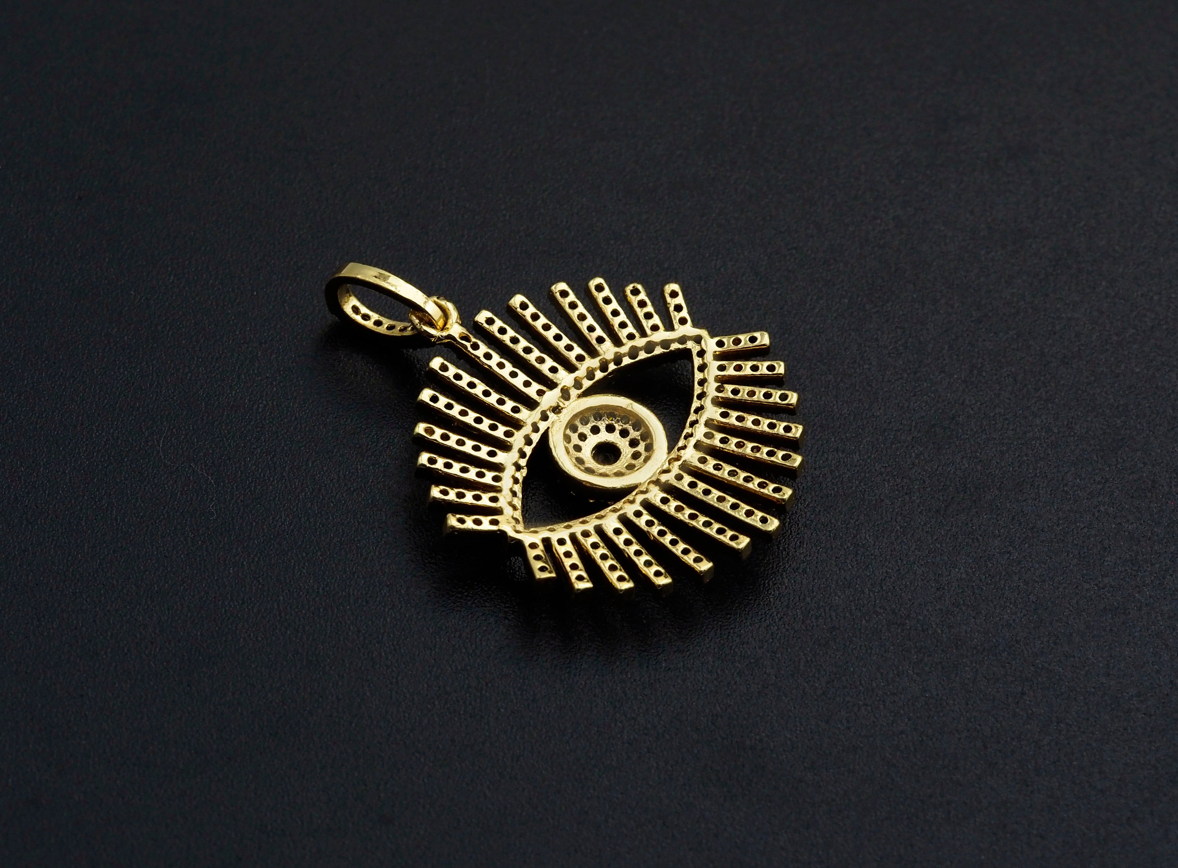 Colorful cz Pave Evil Eye Pendant,CZ Micro Pave eye pendant, Pave Jewelry, 27x30mm, sku#F1062