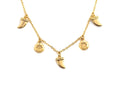 Gold Horn Coin Charm Necklace, Coin Necklace, Dainty Gold Necklace, sku#Z706
