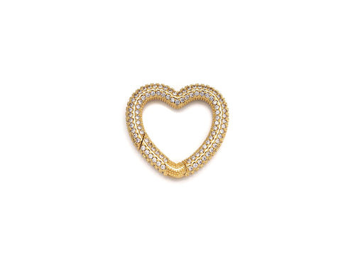 NEW STYLE!!! Fully CZ Micro Pave Heart Carabiner Clasp with Easy Open Spring, Heart Spring Snap Clasp, 26x28mm, sku#H259