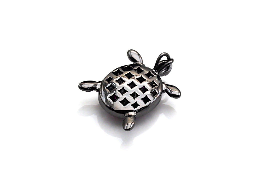 Colorful CZ Micro Pave Tortoise Shape Pendant,Cubic Zirconia Tortoise Charm,Gold/Silver/Black Tone, 18X23mm,sku#Z724