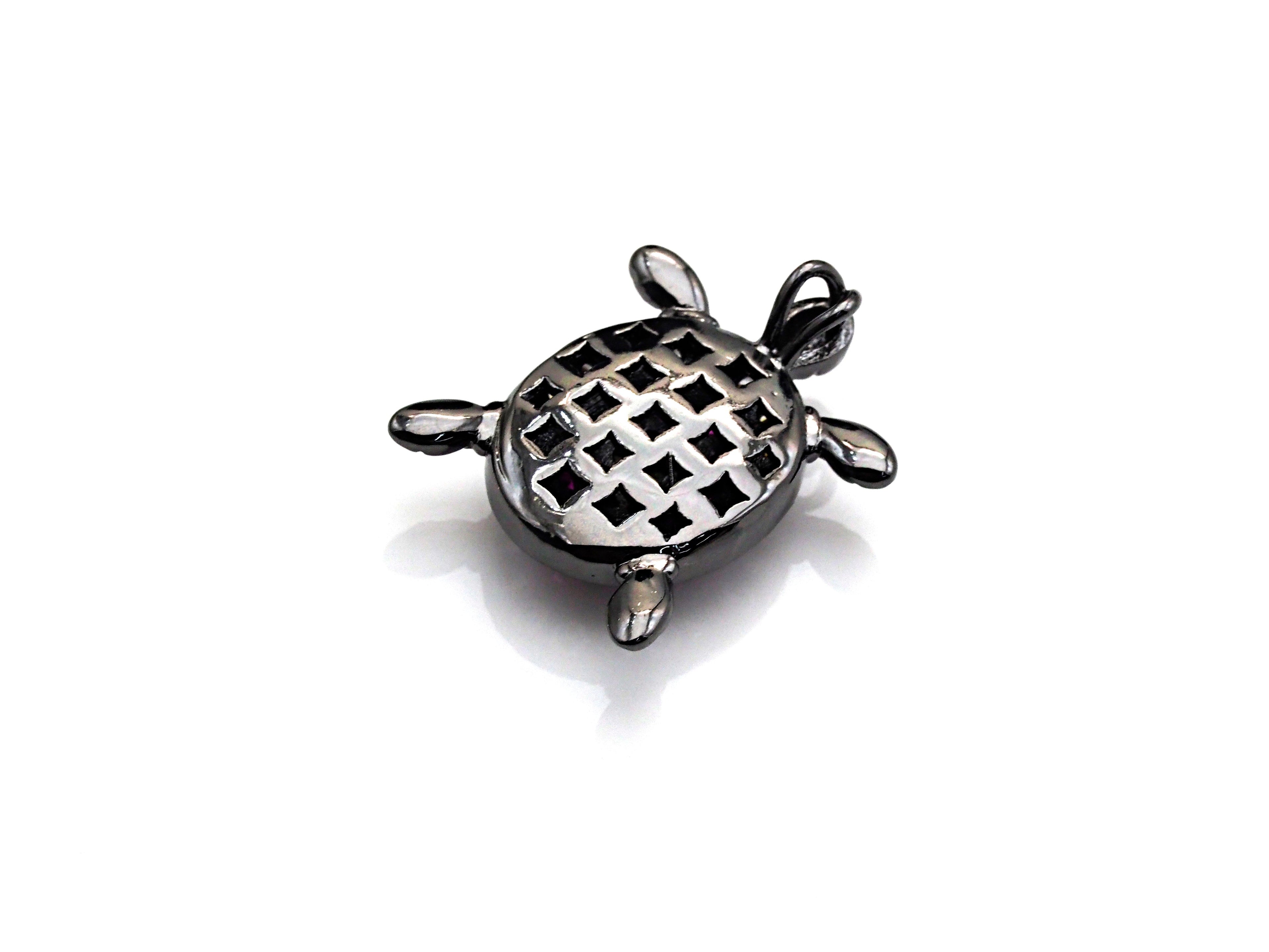 Colorful CZ Micro Pave Tortoise Shape Pendant,Cubic Zirconia Tortoise Charm,Gold/Silver/Black Tone, 18X23mm,sku#Z724
