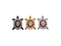 Colorful CZ Micro Pave Tortoise Shape Pendant,Cubic Zirconia Tortoise Charm,Gold/Silver/Black Tone, 18X23mm,sku#Z724