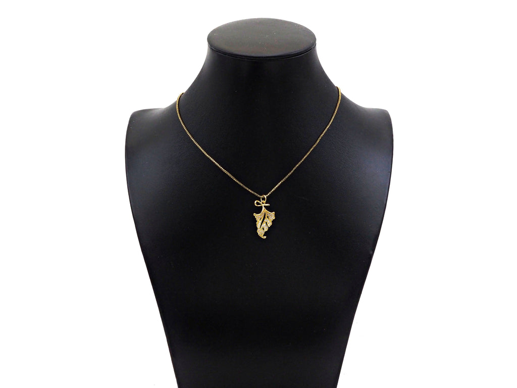 Gold Filled CZ Micro Pave Maple Leaf Shape Pendant, 18K Gold Filled Leaf Charm, Necklace Bracelet Charm Pendant, 24x15mm,Sku#Y469