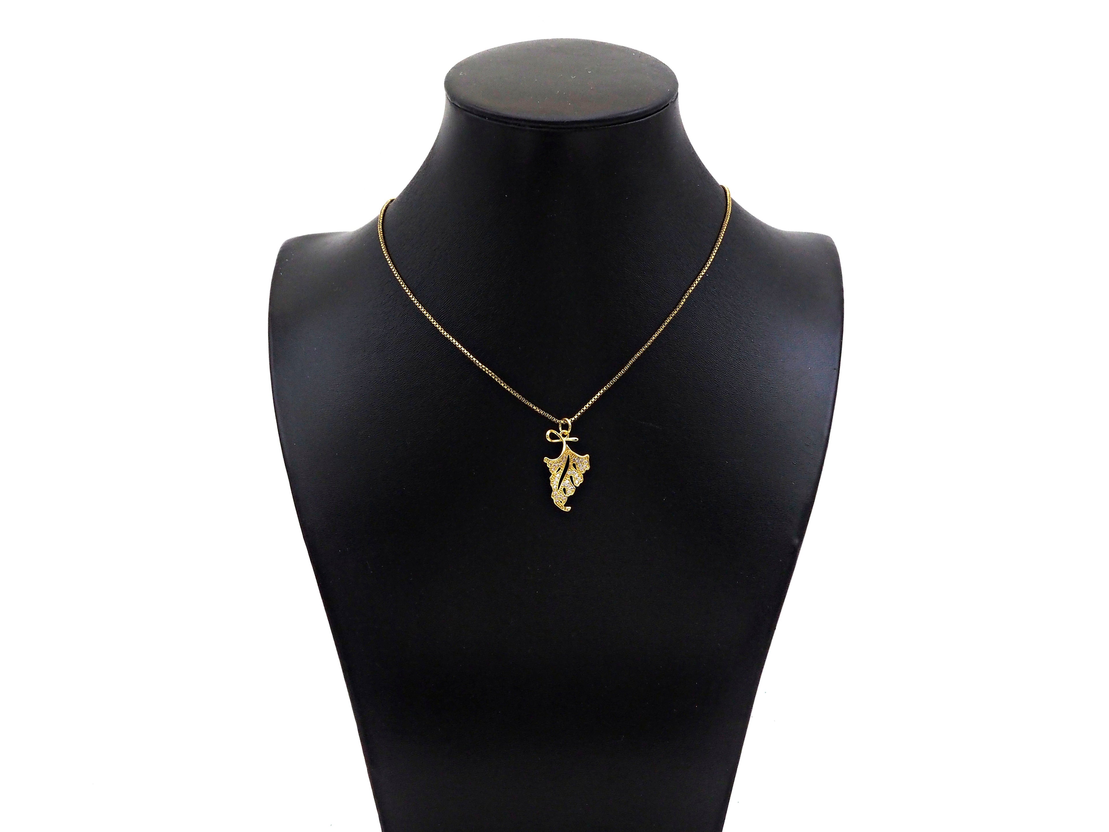 Gold Filled CZ Micro Pave Maple Leaf Shape Pendant, 18K Gold Filled Leaf Charm, Necklace Bracelet Charm Pendant, 24x15mm,Sku#Y469
