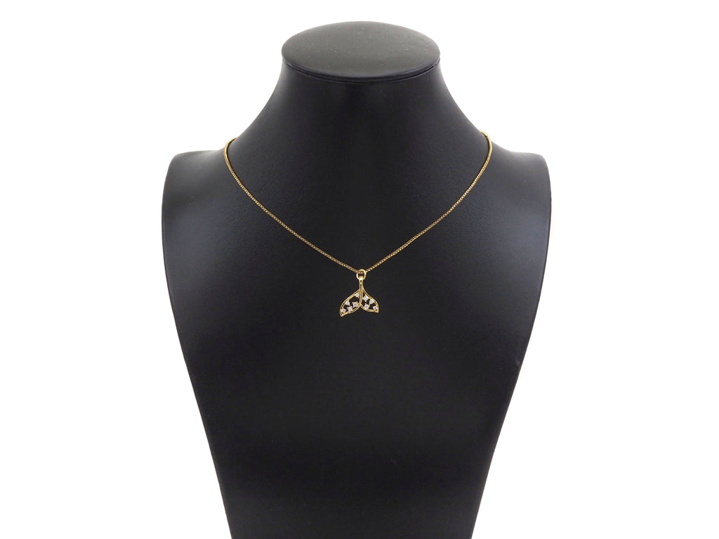 CZ Micro Pave Whale Tail Shape Pendan,18K Gold Charm, Necklace Bracelet Charm Pendant,17x17mm,Sku#FH156
