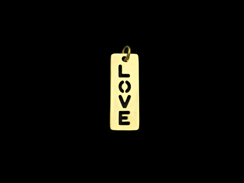 Hollow Out LOVE Long Bar Pendant, Rectangle Cubic Zirconia Pendant, DIY Mother's Day Gift, 11x29mm, Sku#F1100