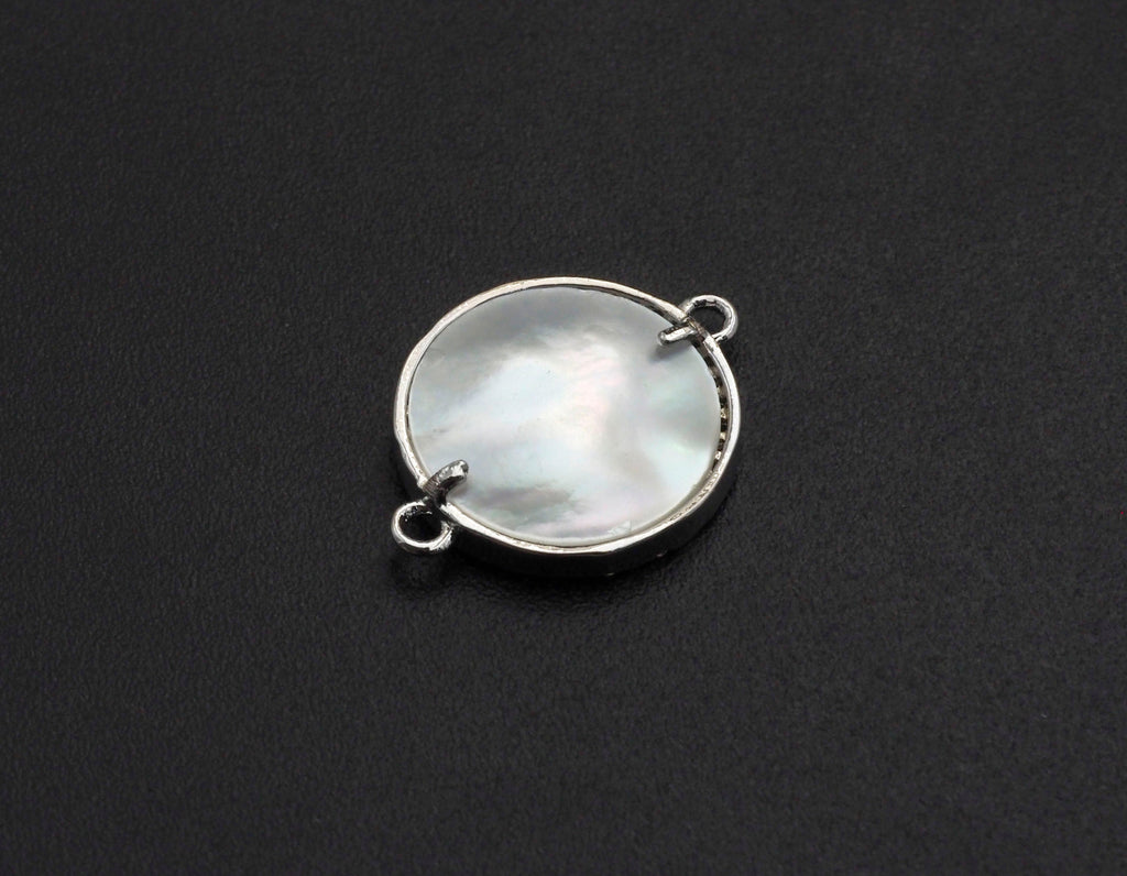 CZ Micro Pave Lucky Tree on Mother-of-pearl Connector, Z689
