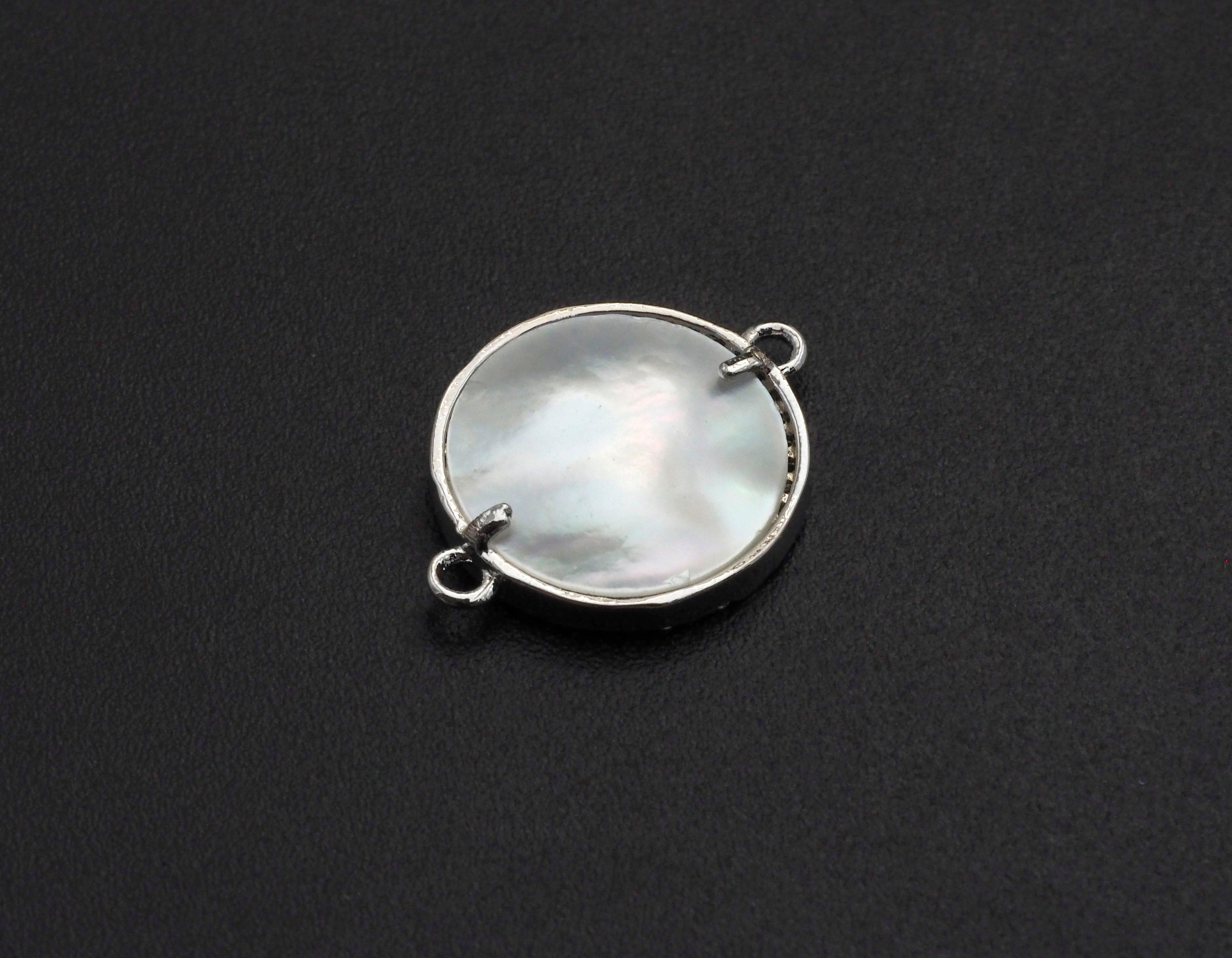 CZ Micro Pave Lucky Tree on Mother-of-pearl Connector, Z689