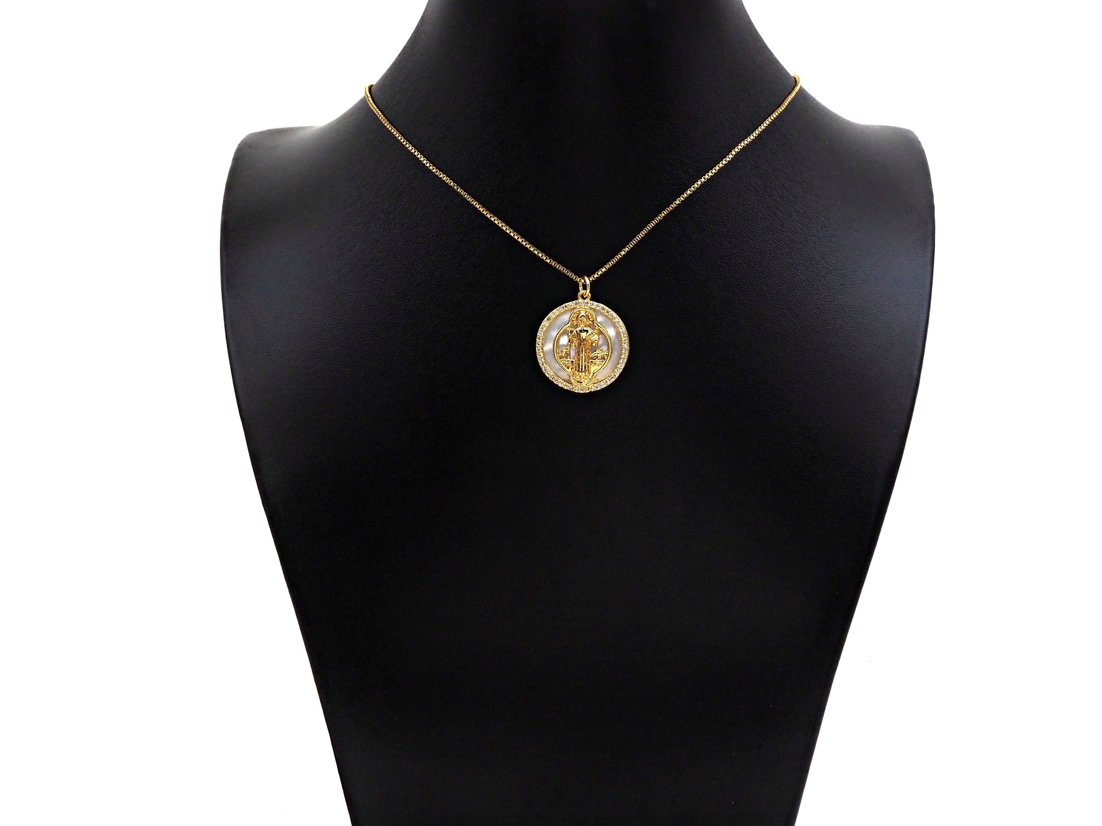 CZ Micro Pave Virgin Mary Mother of Pearl On Round Coin Charms, 18K Gold MOP Pendnat,Virgin Mary Pendant,Necklace Charms, 22x24mm, Sku#Z1251