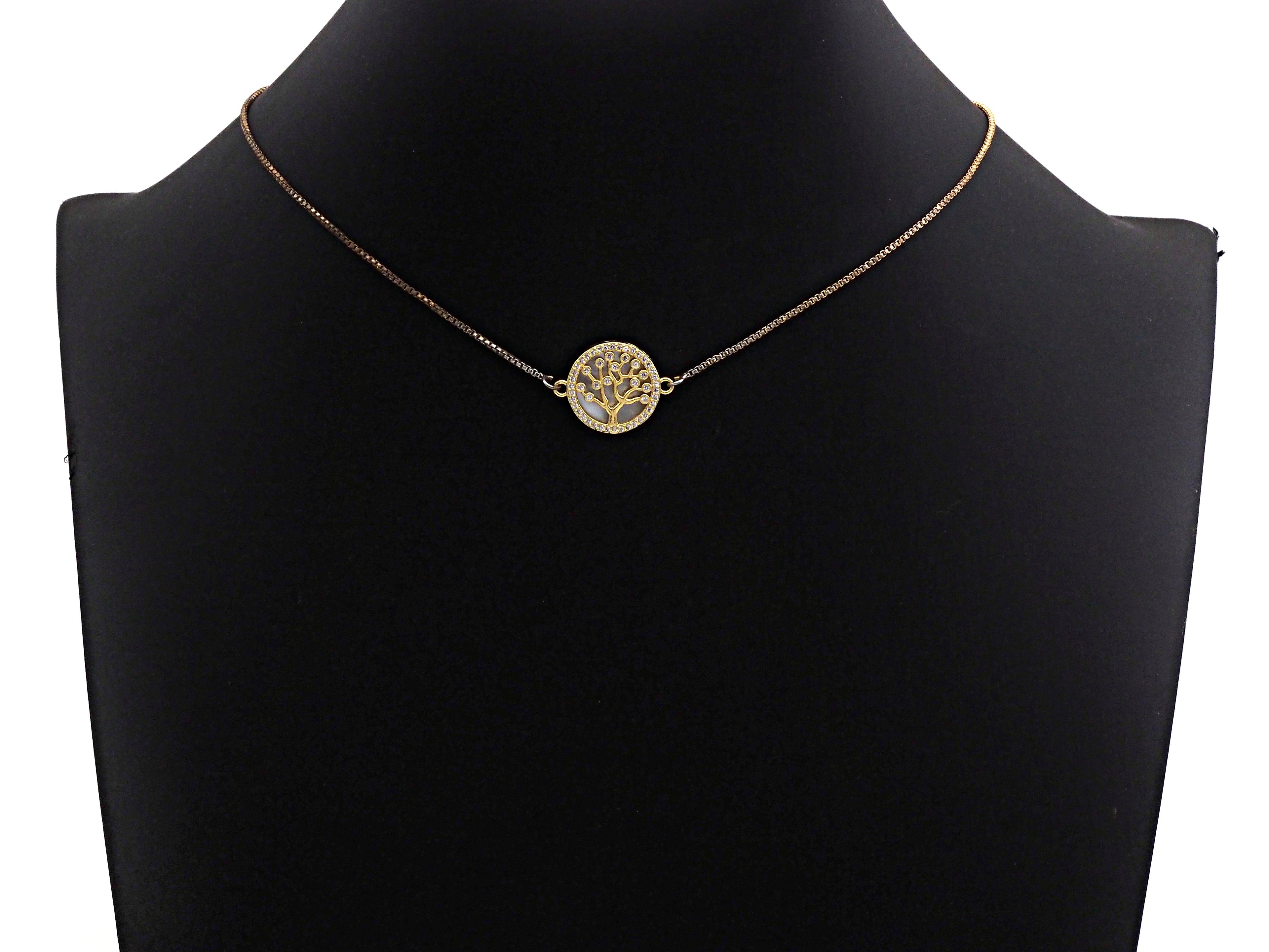 CZ Micro Pave Lucky Tree on Mother-of-pearl Connector, Z689