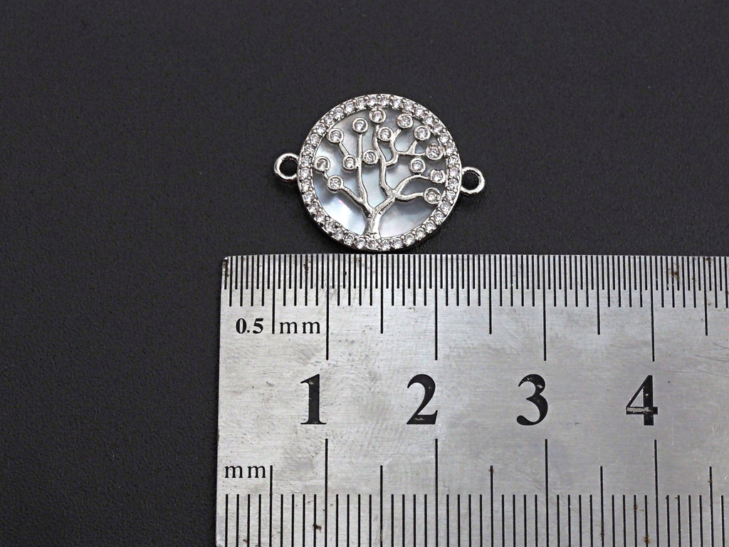 CZ Micro Pave Lucky Tree on Mother-of-pearl Connector, Z689