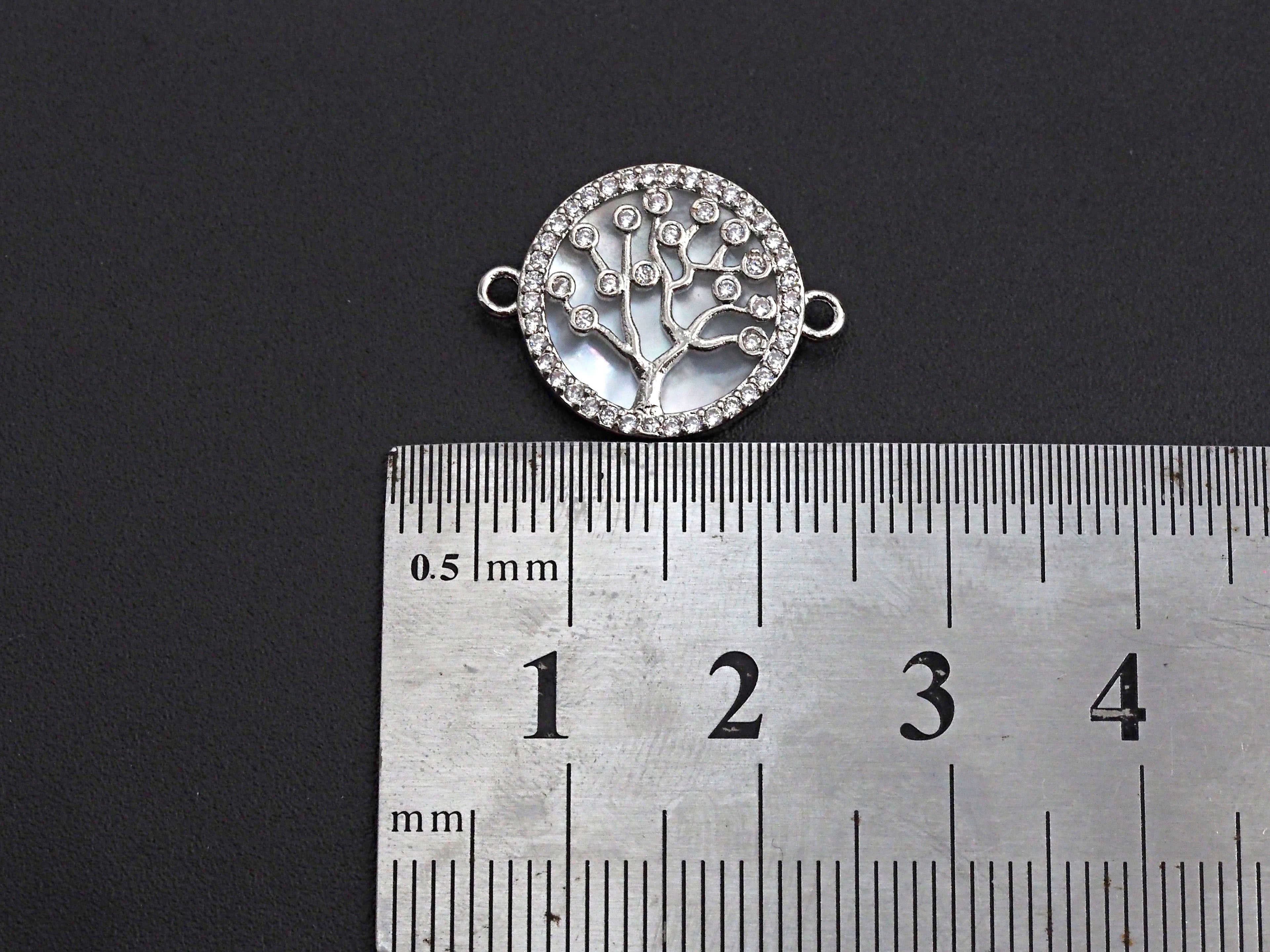 CZ Micro Pave Lucky Tree on Mother-of-pearl Connector, Z689