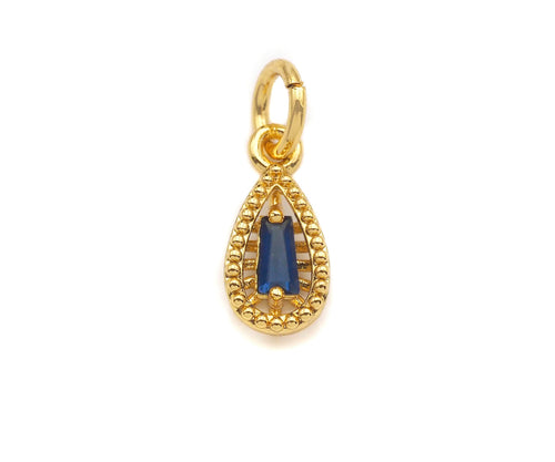 Colorful CZ Micro Pave Teardrop Shape Pendant, Fashion Jewelry Findings, Gold/Silver/Rose Gold Finish ,5x11mm,sku#Z1151