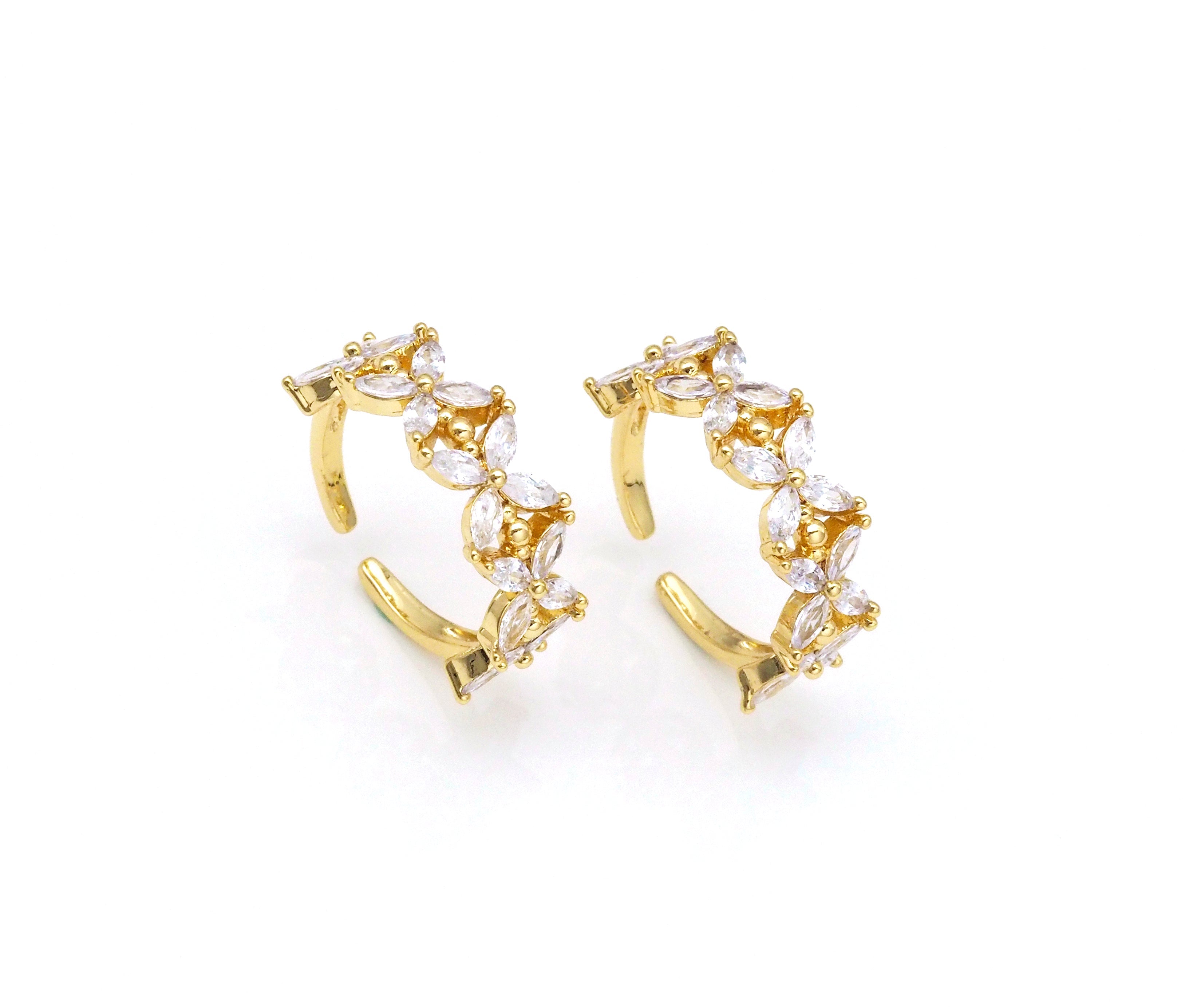 Big CZ Micro Pave Flower Shape Adjustable Ring,18K Gold Filled Open Ring, CZ Flower Ring, 21mm,Sku#X238