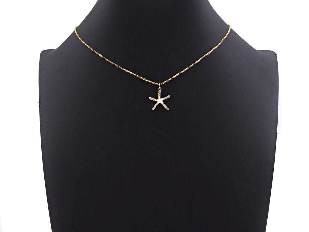 CZ Enamel Starfish Shape Charm, Gold/Silver Finish Enamel CZ Pave Star Fish Pendant, Pave Charm,16x18mm, sku#L323
