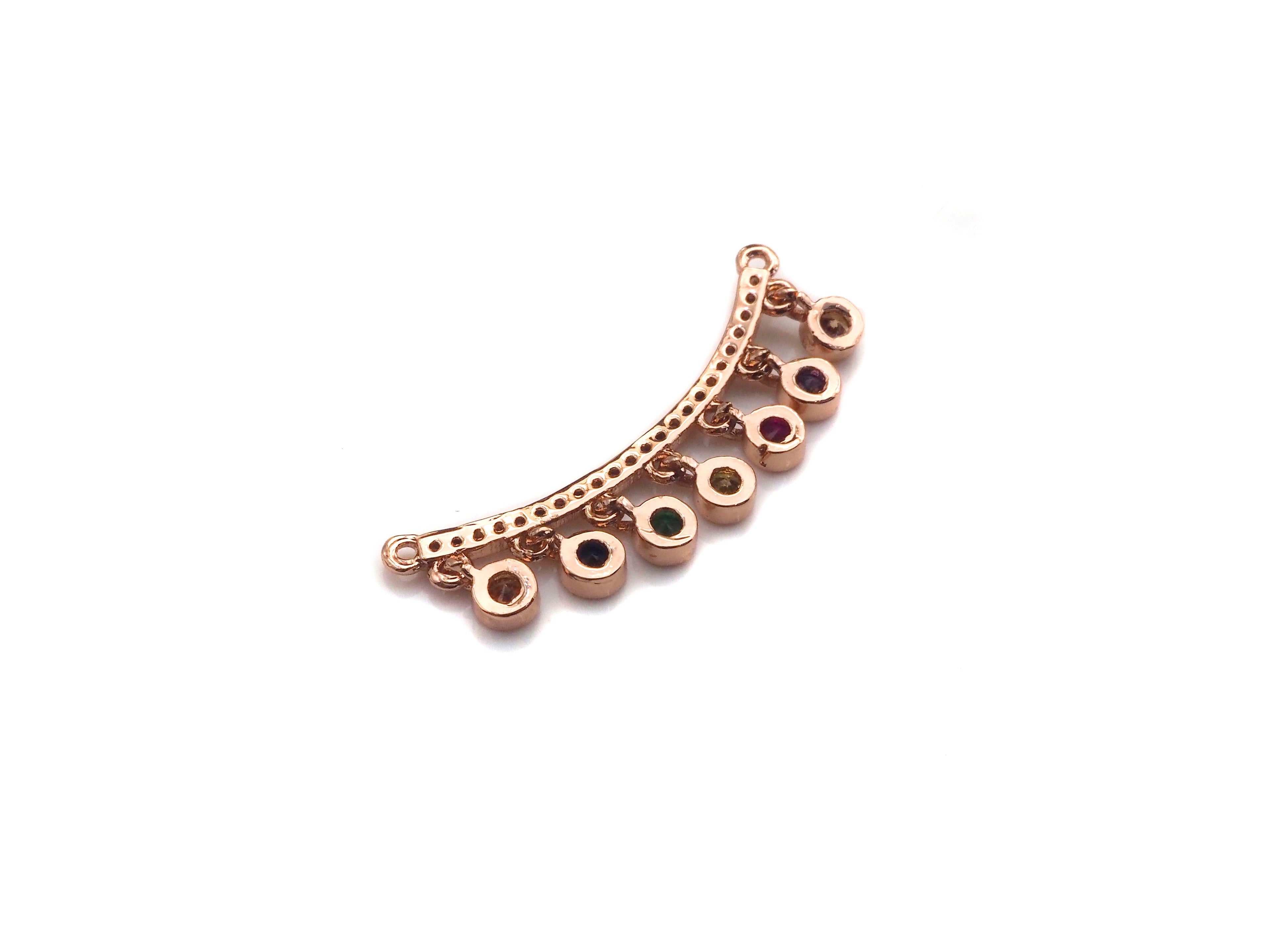 Colorful CZ Curve Bar with Dangles Charm/Pendant,SKU#F1131