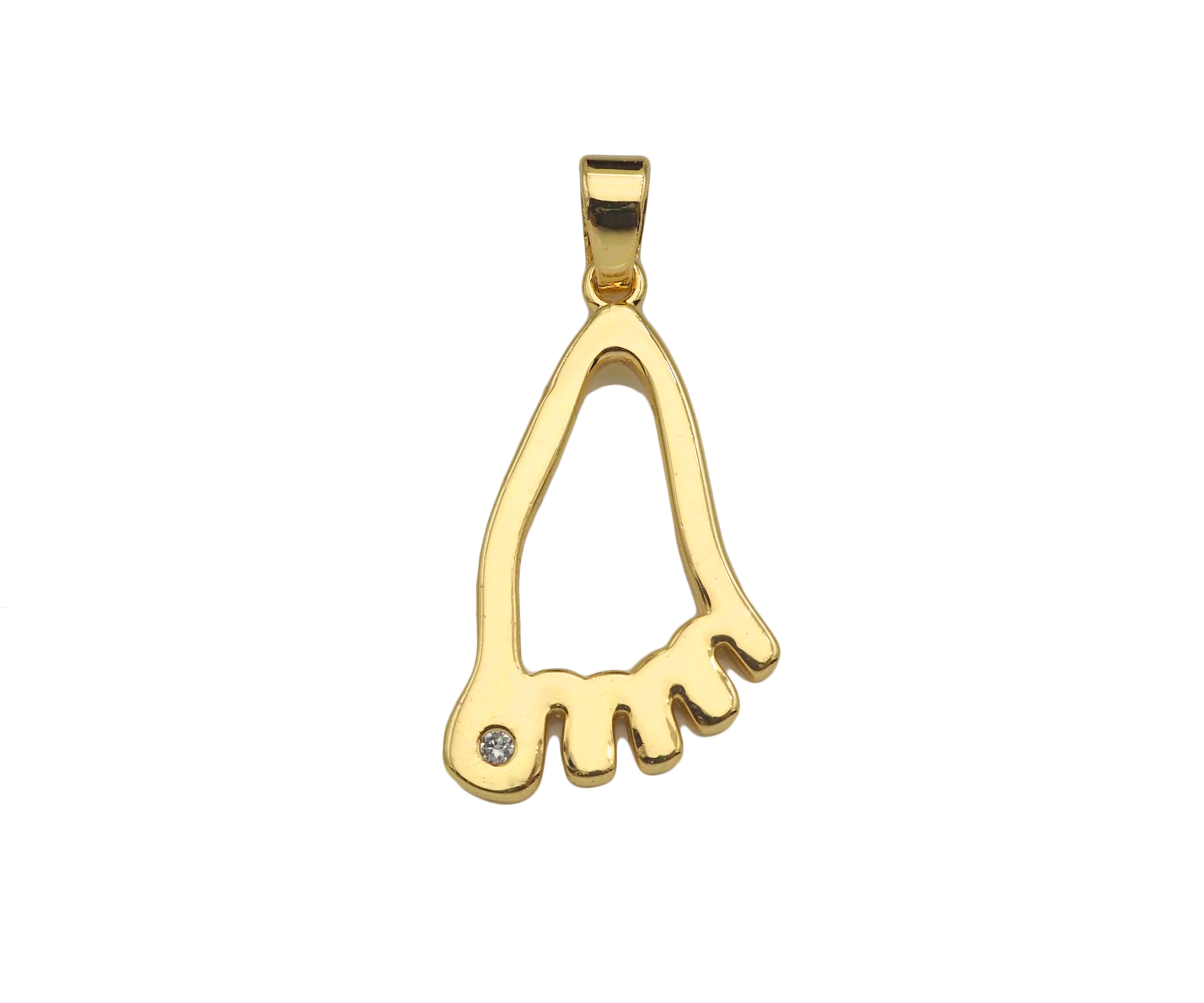 CZ Micro Pave Foot Shape Pendant,18K Gold Feet Charm, Necklace Bracelet Charm Pendant,16x27mm,Sku#FH159