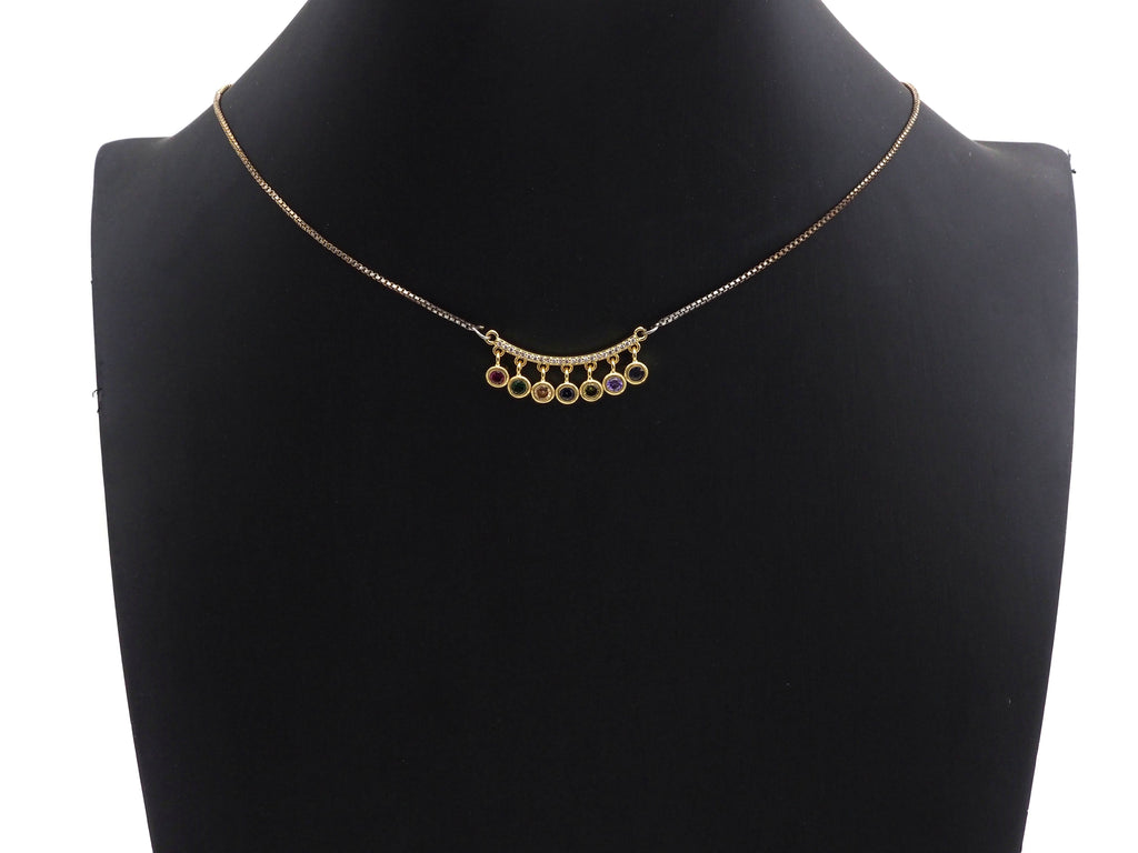 Colorful CZ Curve Bar with Dangles Charm/Pendant,SKU#F1131
