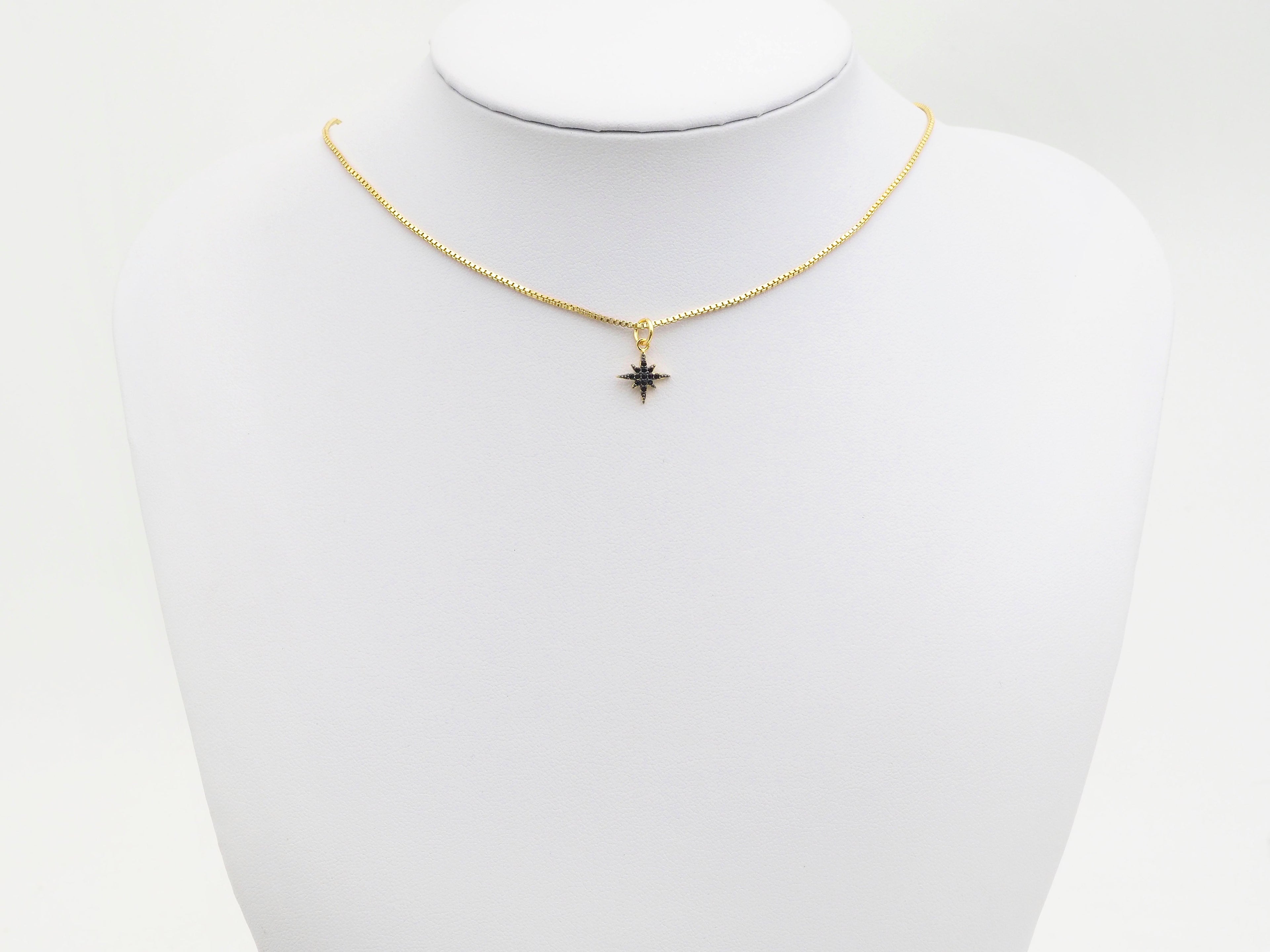 CZ Pave Gold Black CZ On North Star Shape Pendant, Star Charm, Star Pave Pendant, Gold plated, 10x12mm, Sku#Z1152