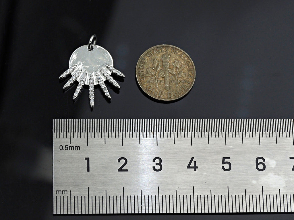 CZ Micro Pave Be the Light Spike Coin Pendant/Charm,sku#L375
