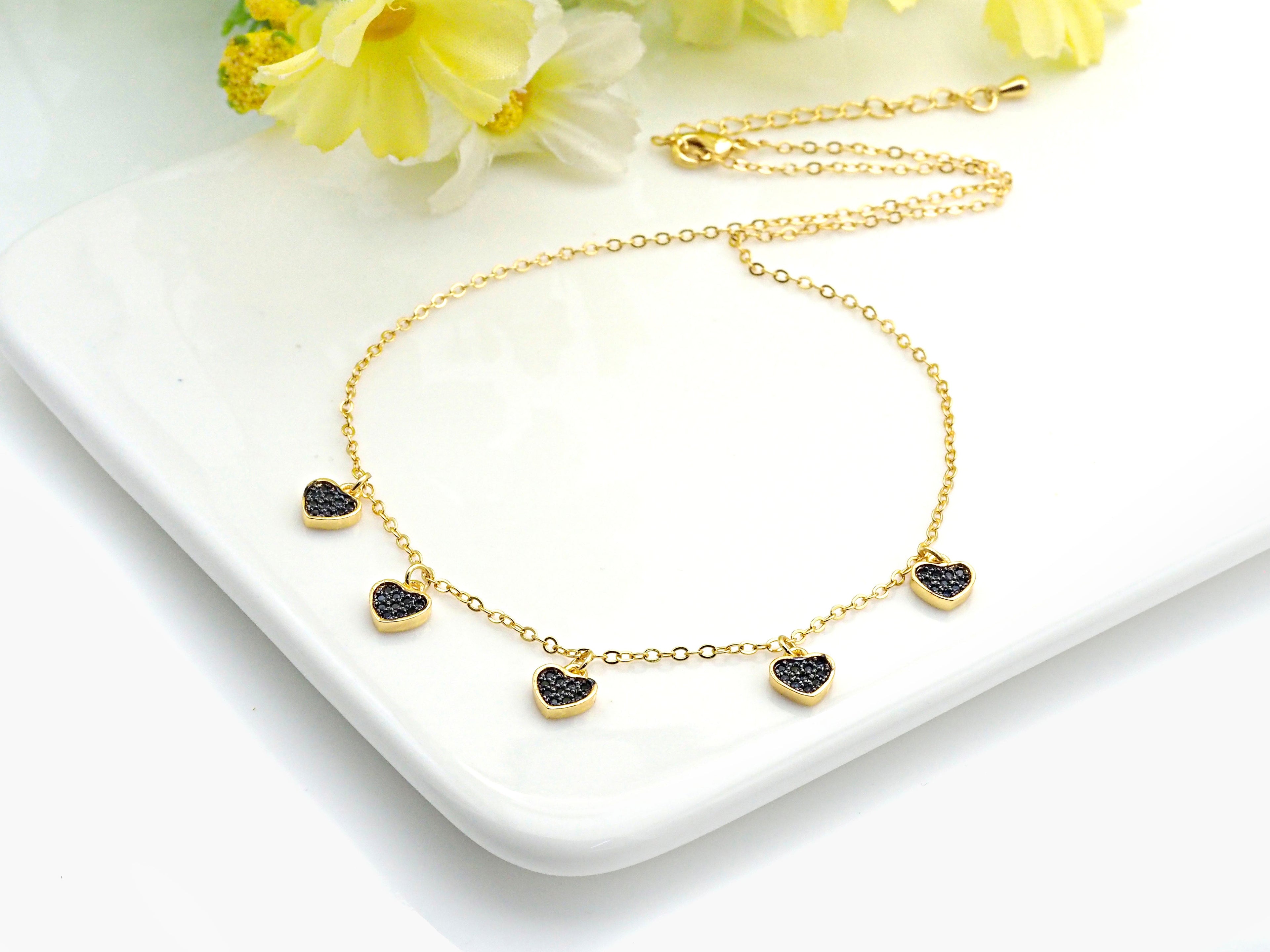 Gold Heart Layering Necklace, Dainty Necklace, Sku#Z711