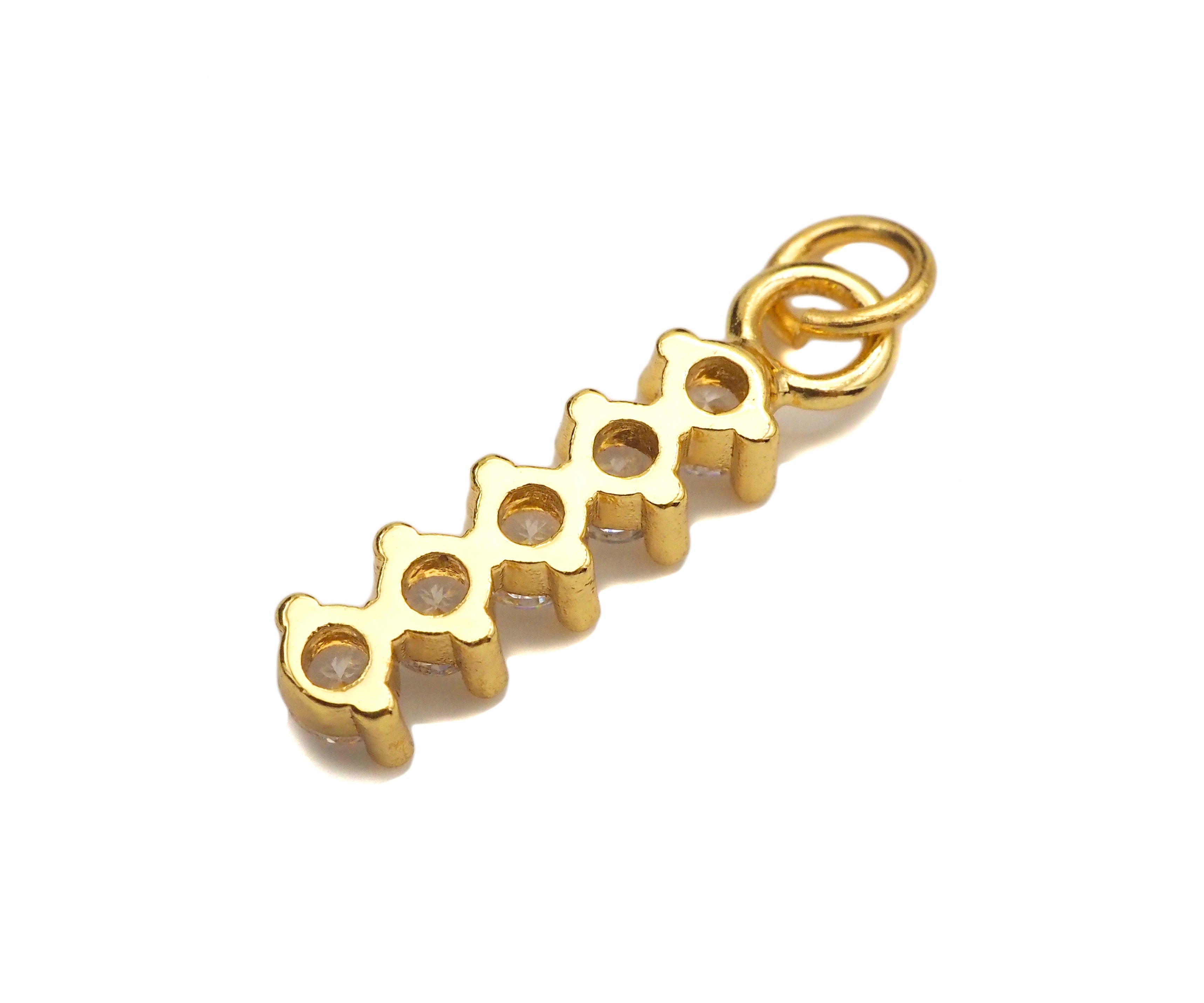 CZ Micro Pave Dainty Gold Bar Diamond Charms, Dainty Charms,Gold Big CZ Charm Pendant,Long Bar Necklace Charms, 5x21mm, Sku#F1342