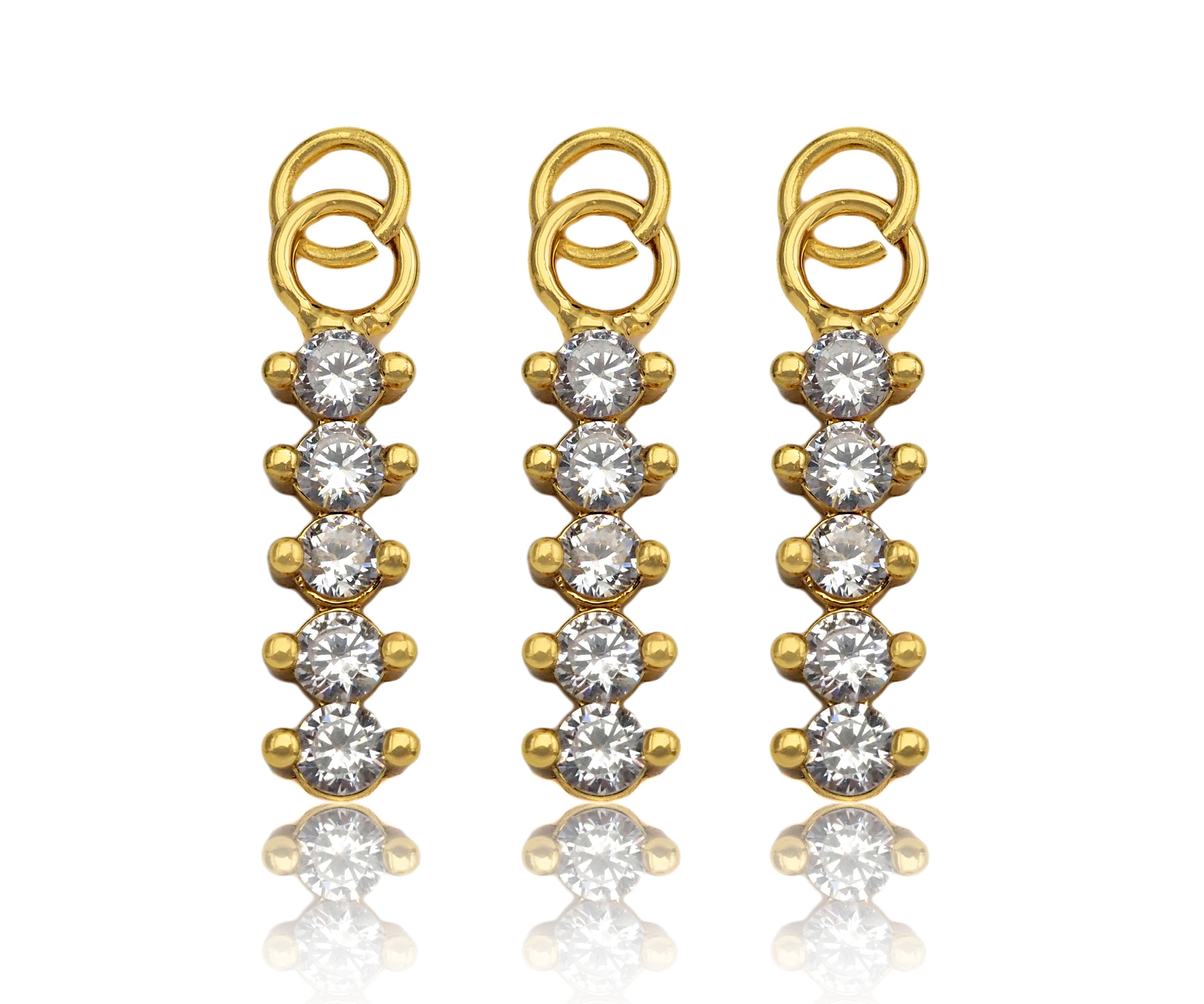 CZ Micro Pave Dainty Gold Bar Diamond Charms, Dainty Charms,Gold Big CZ Charm Pendant,Long Bar Necklace Charms, 5x21mm, Sku#F1342