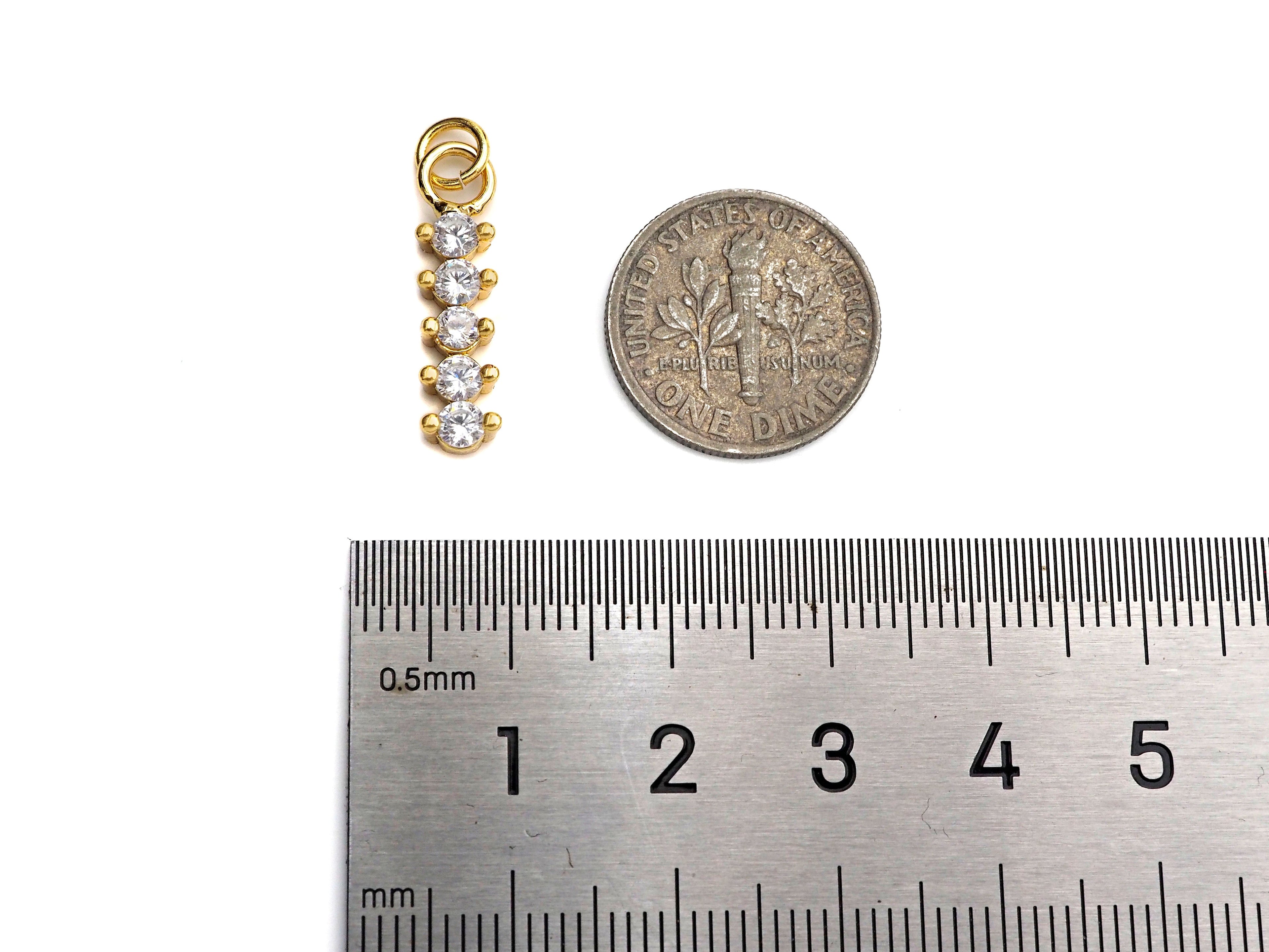 CZ Micro Pave Dainty Gold Bar Diamond Charms, Dainty Charms,Gold Big CZ Charm Pendant,Long Bar Necklace Charms, 5x21mm, Sku#F1342