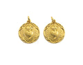 Medallion Heart Pendant/Charm, Embossment Heart Disc Pendant, Cubic Zirconia Pendant, Gold Tone, 18x20mm, Sku#Z693