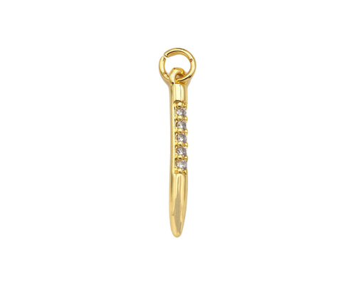 CZ Micro Pave Needle Shape Pendant, 18K Gold Charm, Necklace Bracelet Charm Pendant,2x18mm,Sku#FH161