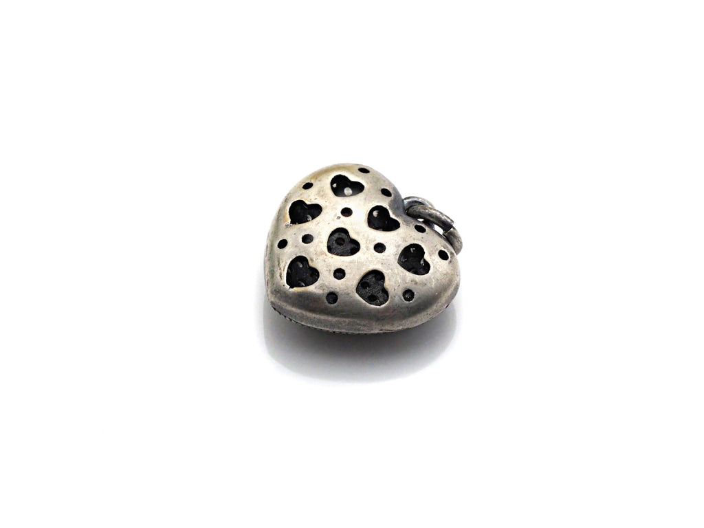 Rhodium CZ Micro Pave Heart Shape Pendant, Antique Silver Tone, Cubic Zirconia Pave Heart Pendant, 15mm,sku#X127