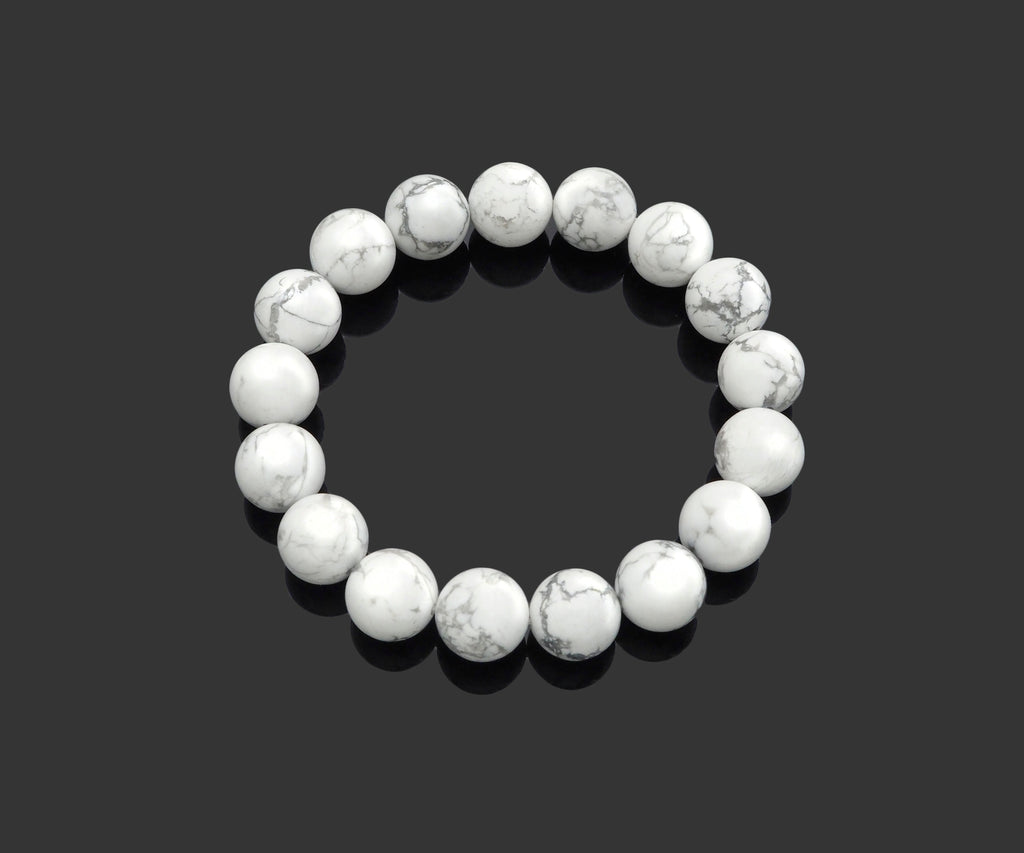 White Howlite Stretchy Bracelet,Sku#EF37