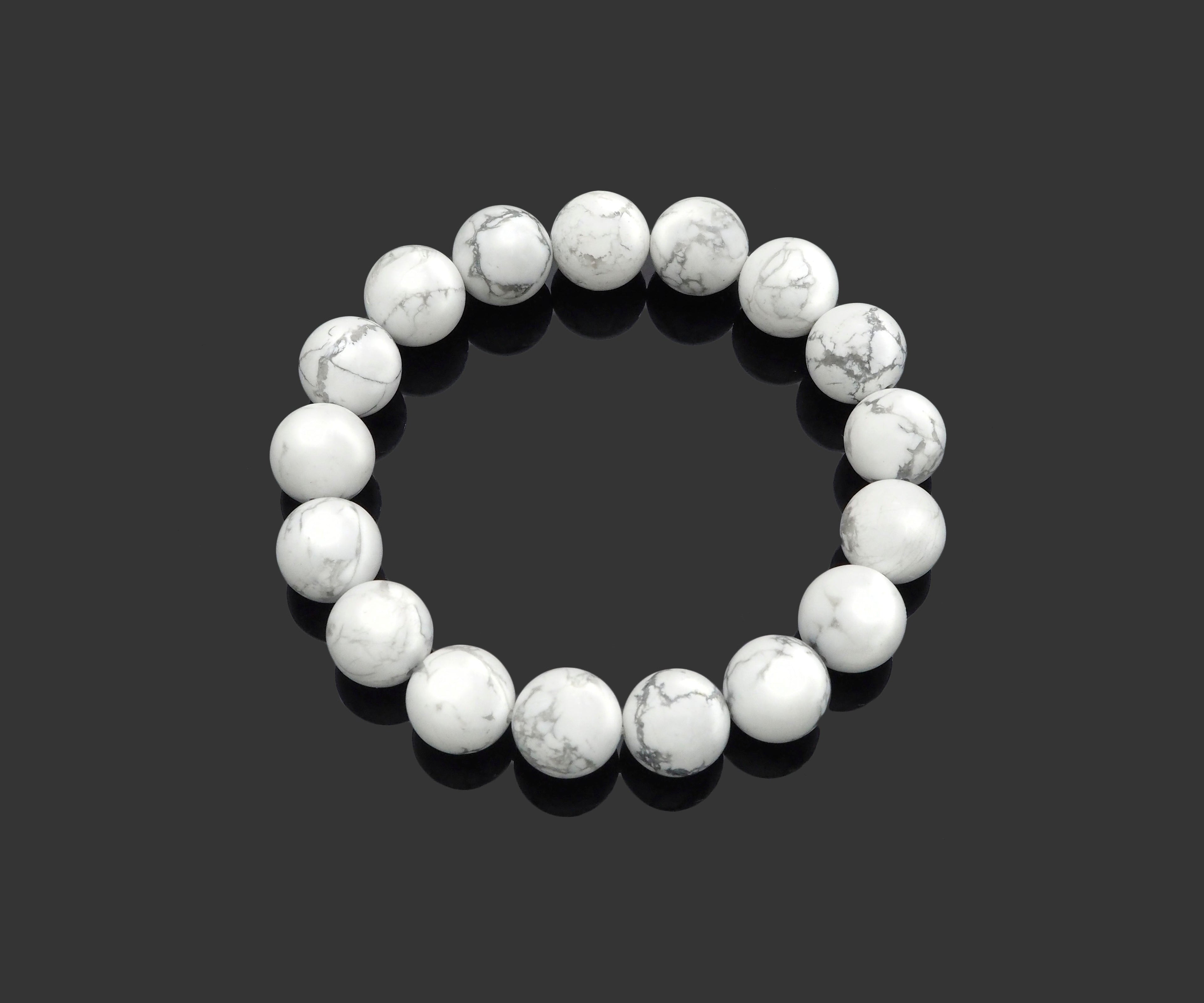 White Howlite Stretchy Bracelet,Sku#EF37