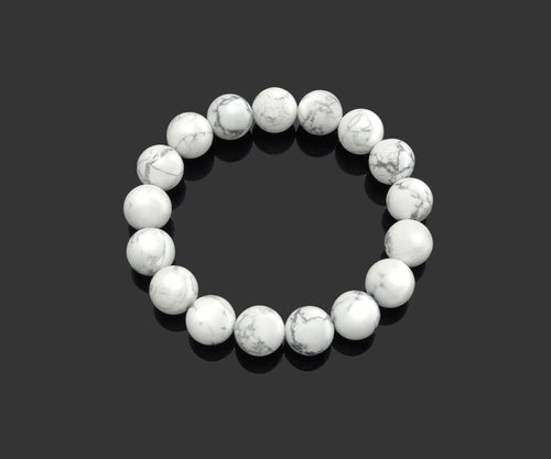 White Howlite Stretchy Bracelet,Sku#EF37