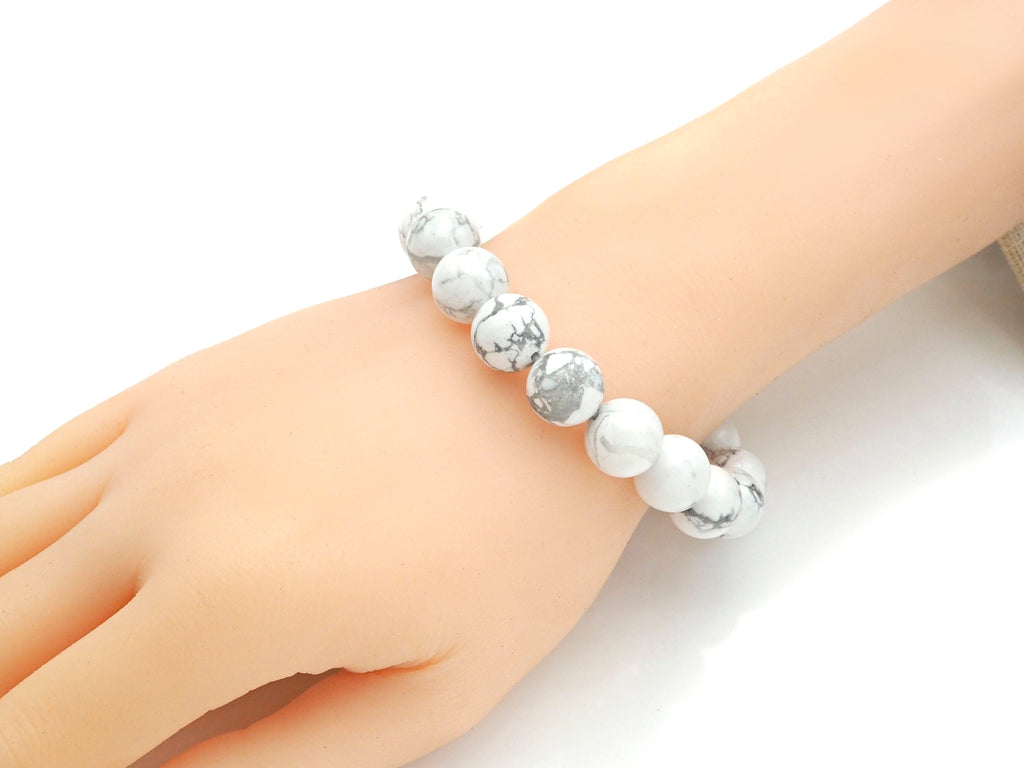 White Howlite Stretchy Bracelet,Sku#EF37