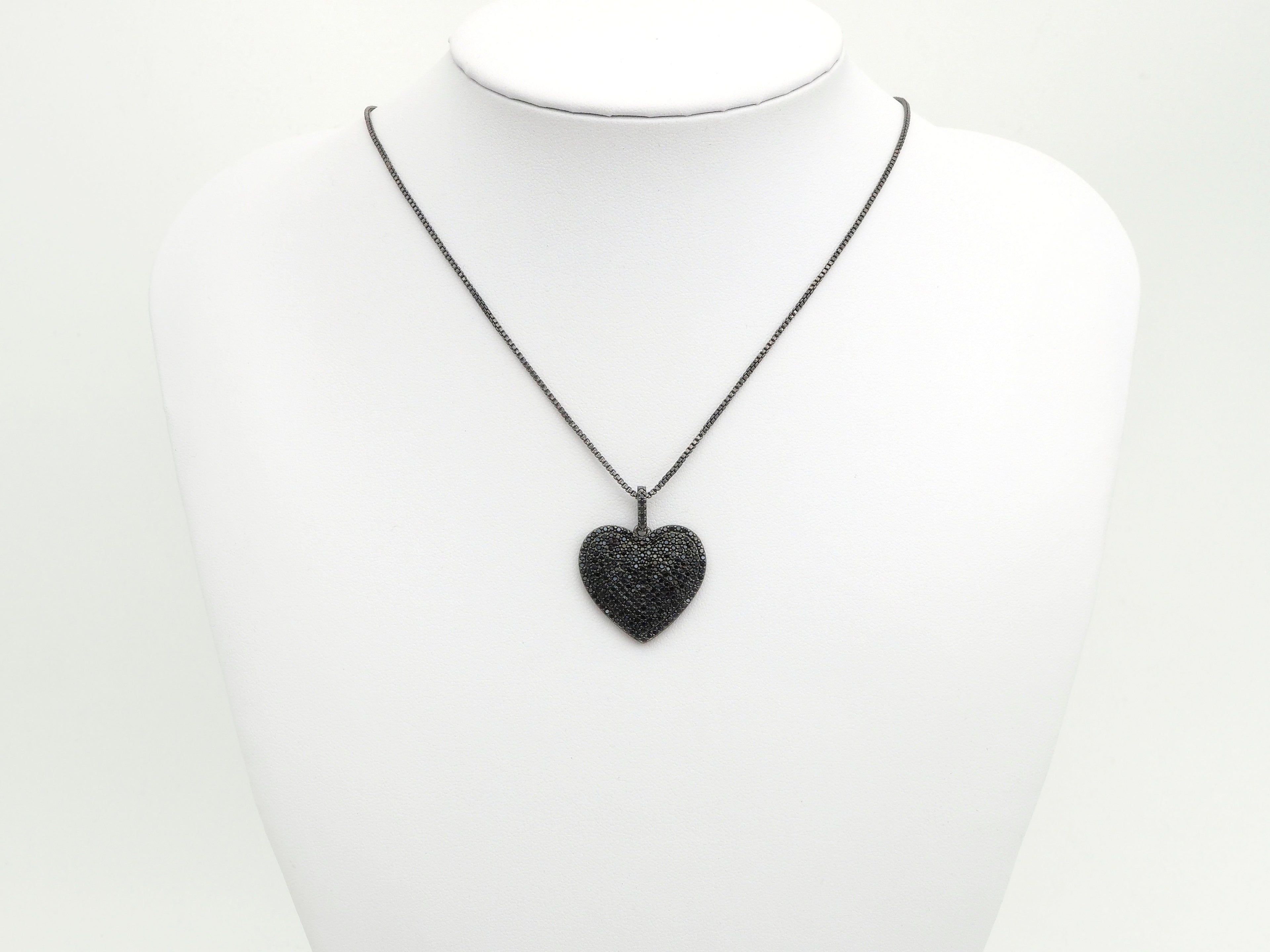 Black CZ Pave On Black Micro Pave Heart Pendant/Charm,Cubic Zirconia Pendant,Fashion Jewelry Findings, 23x24mm, sku#Z1024